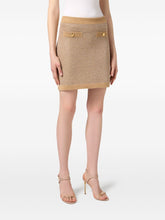 Elisabetta Franchi Ribbed Wool Knit Midi Skirt Beige