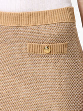 Elisabetta Franchi Ribbed Wool Knit Midi Skirt Beige