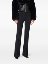 Elisabetta Franchi High-Waisted Chain Detail Crepe Flared Trousers Black