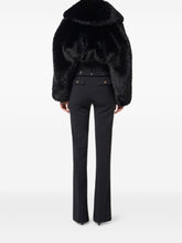 Elisabetta Franchi High-Waisted Chain Detail Crepe Flared Trousers Black