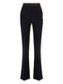 Elisabetta Franchi High-Waisted Chain Detail Crepe Flared Trousers Black
