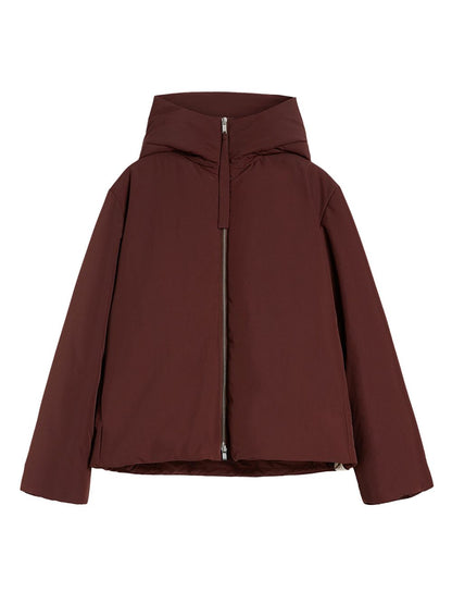 Jil Sander Plus Short Down Puffer Jacket with Hood Bordeaux Bordeaux