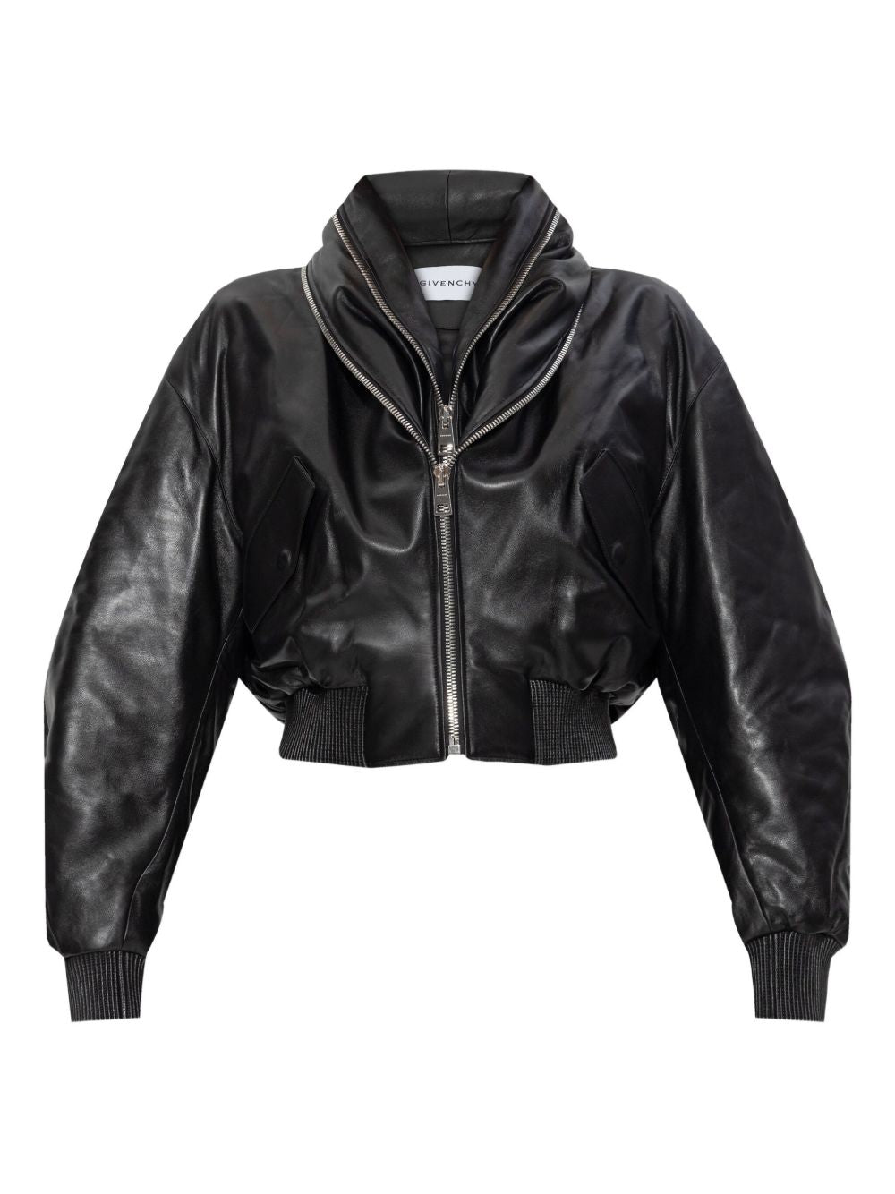 Givenchy Double-Zip Lambskin Leather Bomber Jacket Black