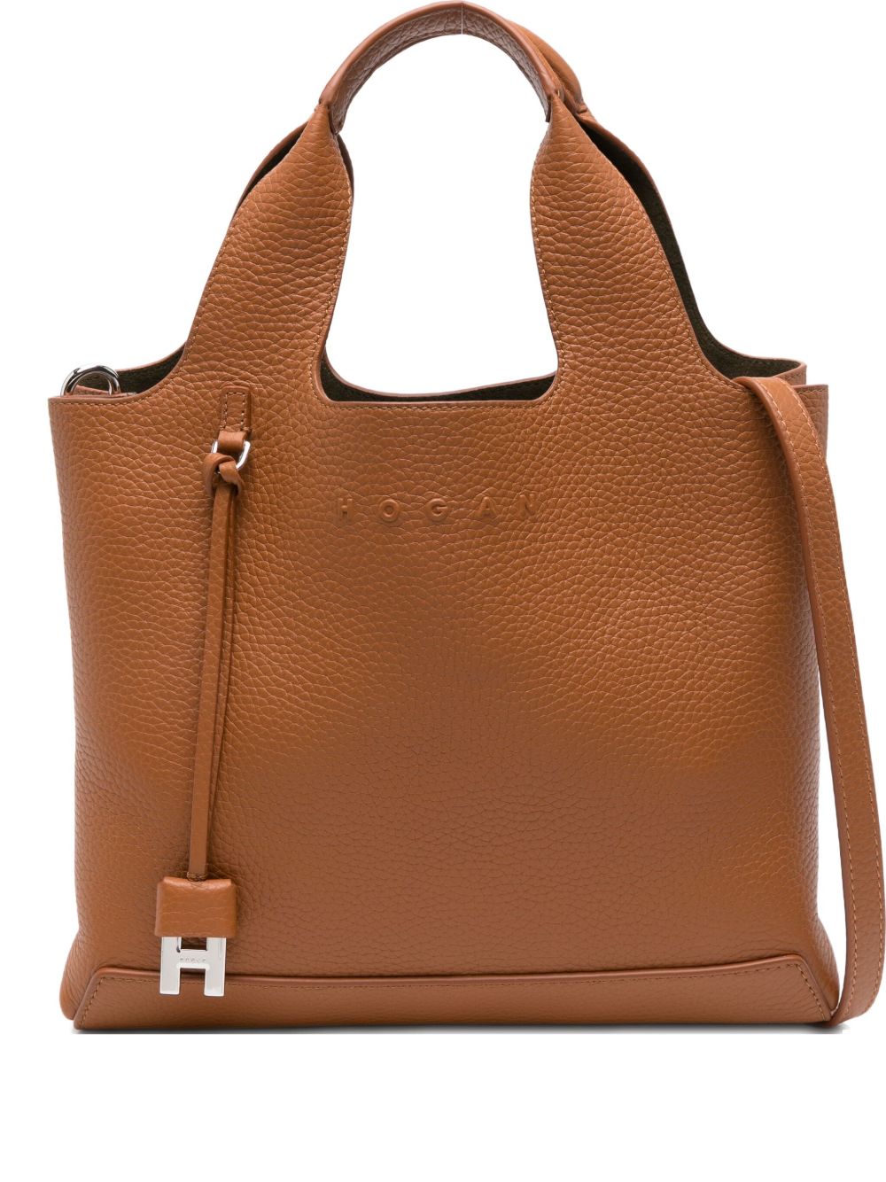 Hogan Pre Pebbled Calf Leather Tote Bag Leather Brown