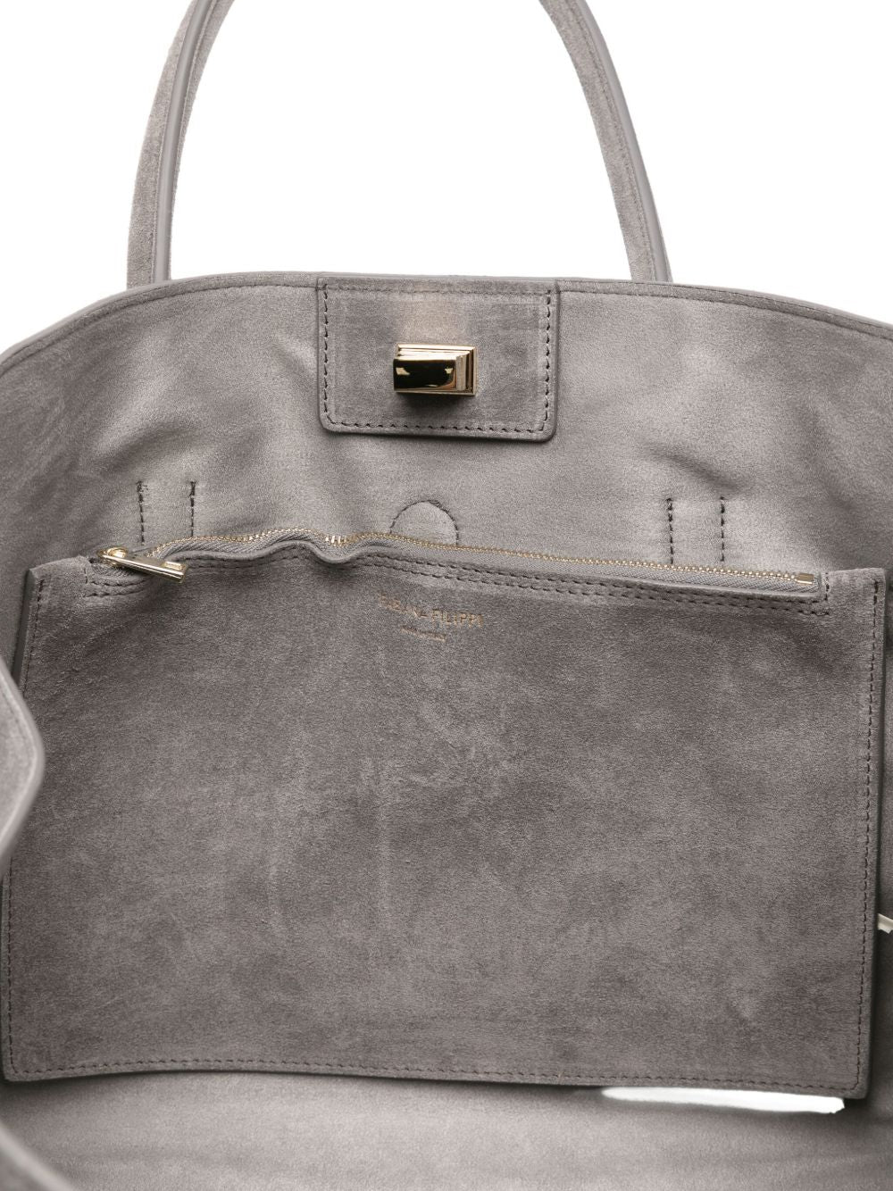 Fabiana Filippi Suede Tote Bag Grey with Gold-tone Hardware Grey