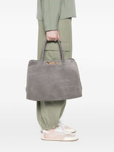 Fabiana Filippi Suede Tote Bag Grey with Gold-tone Hardware Grey