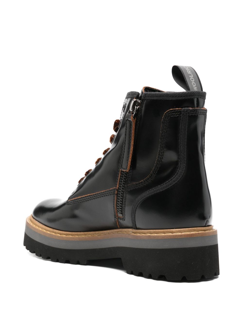 Woolrich Leather Lace-Up Boots Black Black