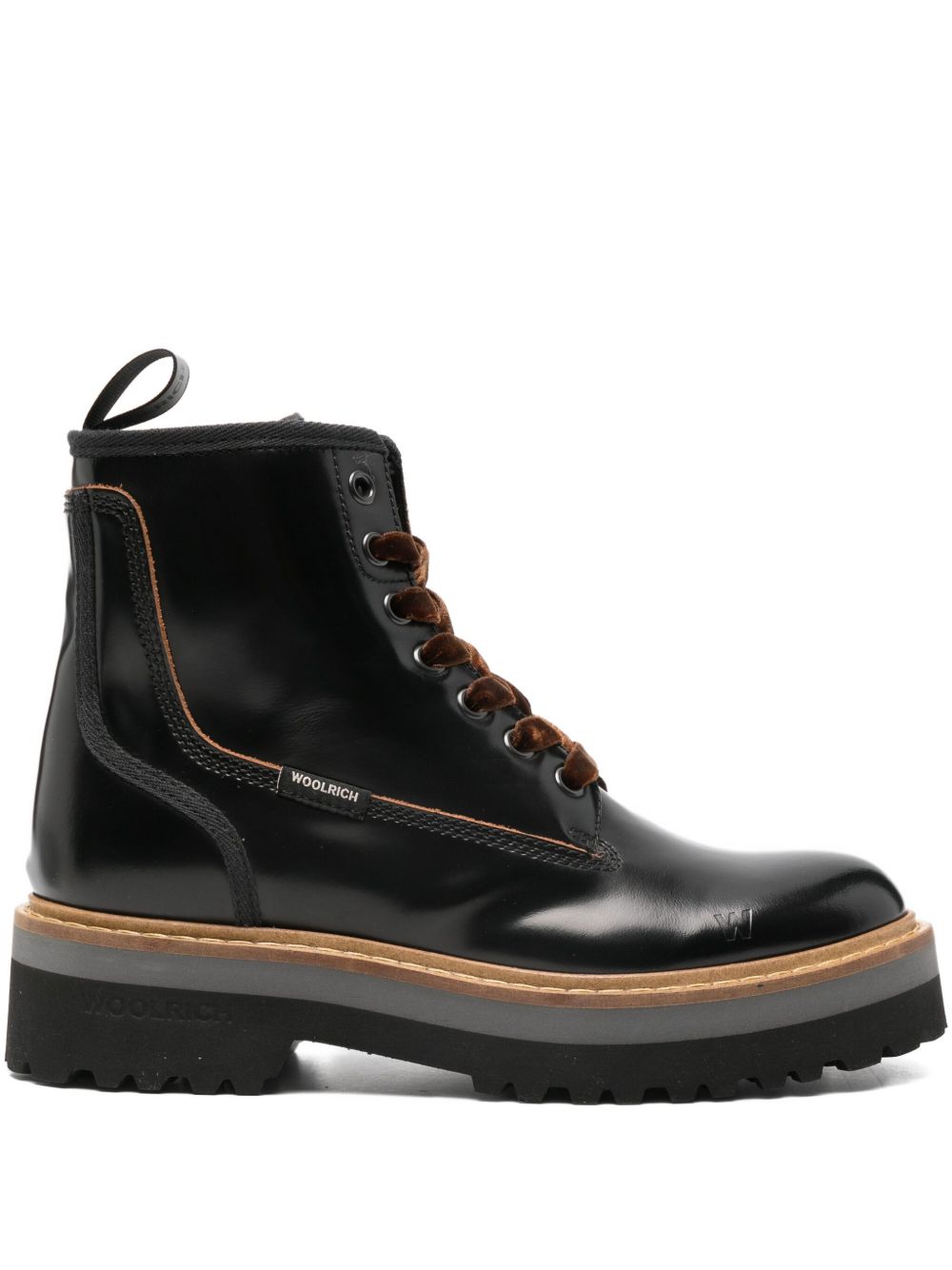 Woolrich Leather Lace-Up Boots Black Black