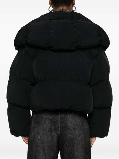 Diesel Quilted Cropped Down Jacket Black Black