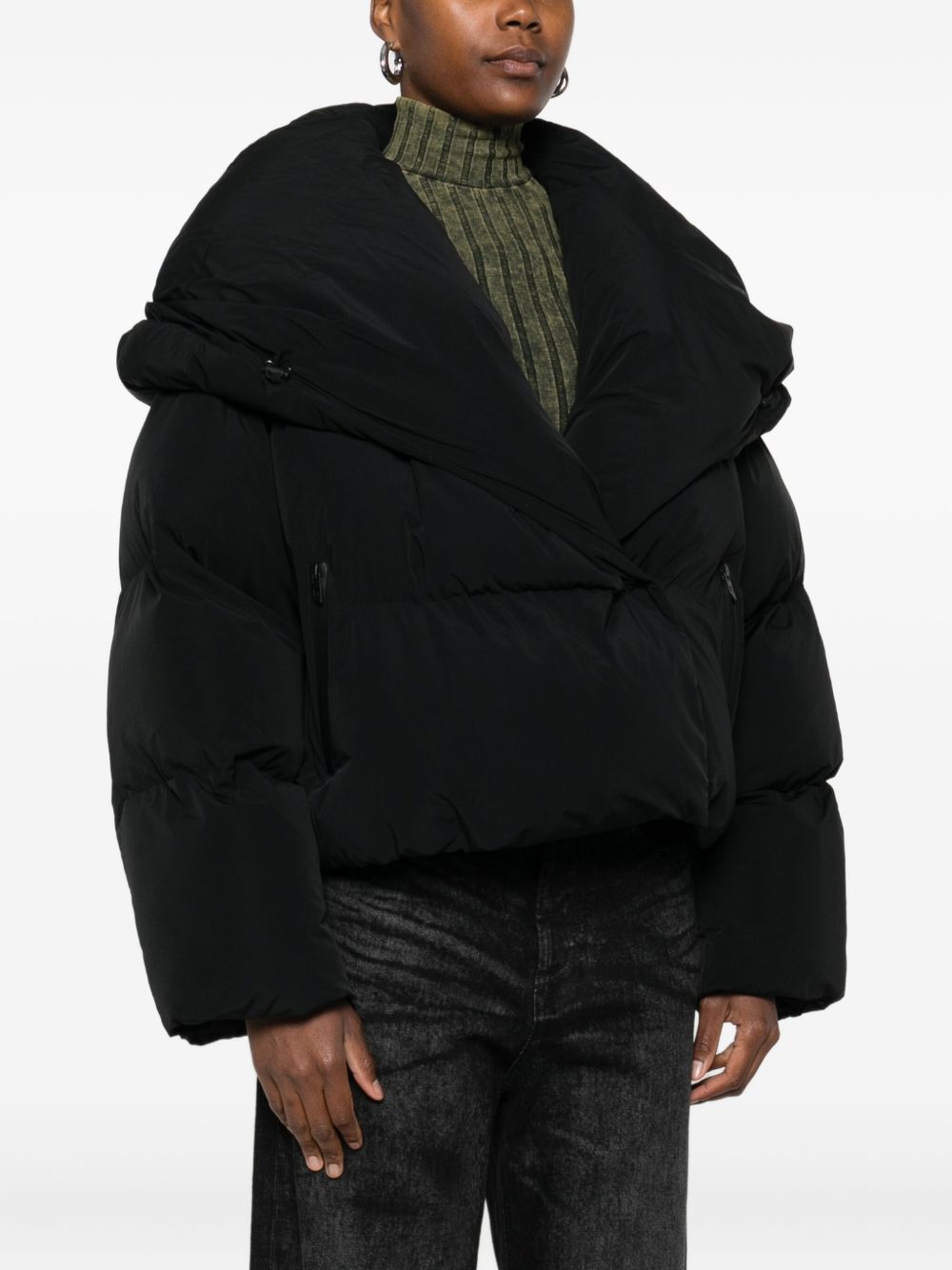 Diesel Quilted Cropped Down Jacket Black Black