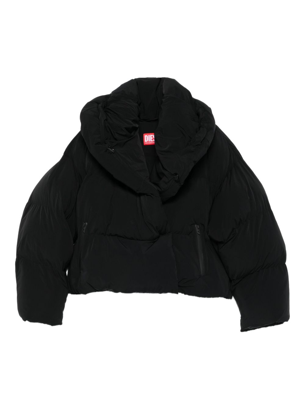 Diesel Quilted Cropped Down Jacket Black Black