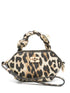Ganni Leopard Nano Bou Recycled-Leather Mini Bag Brown