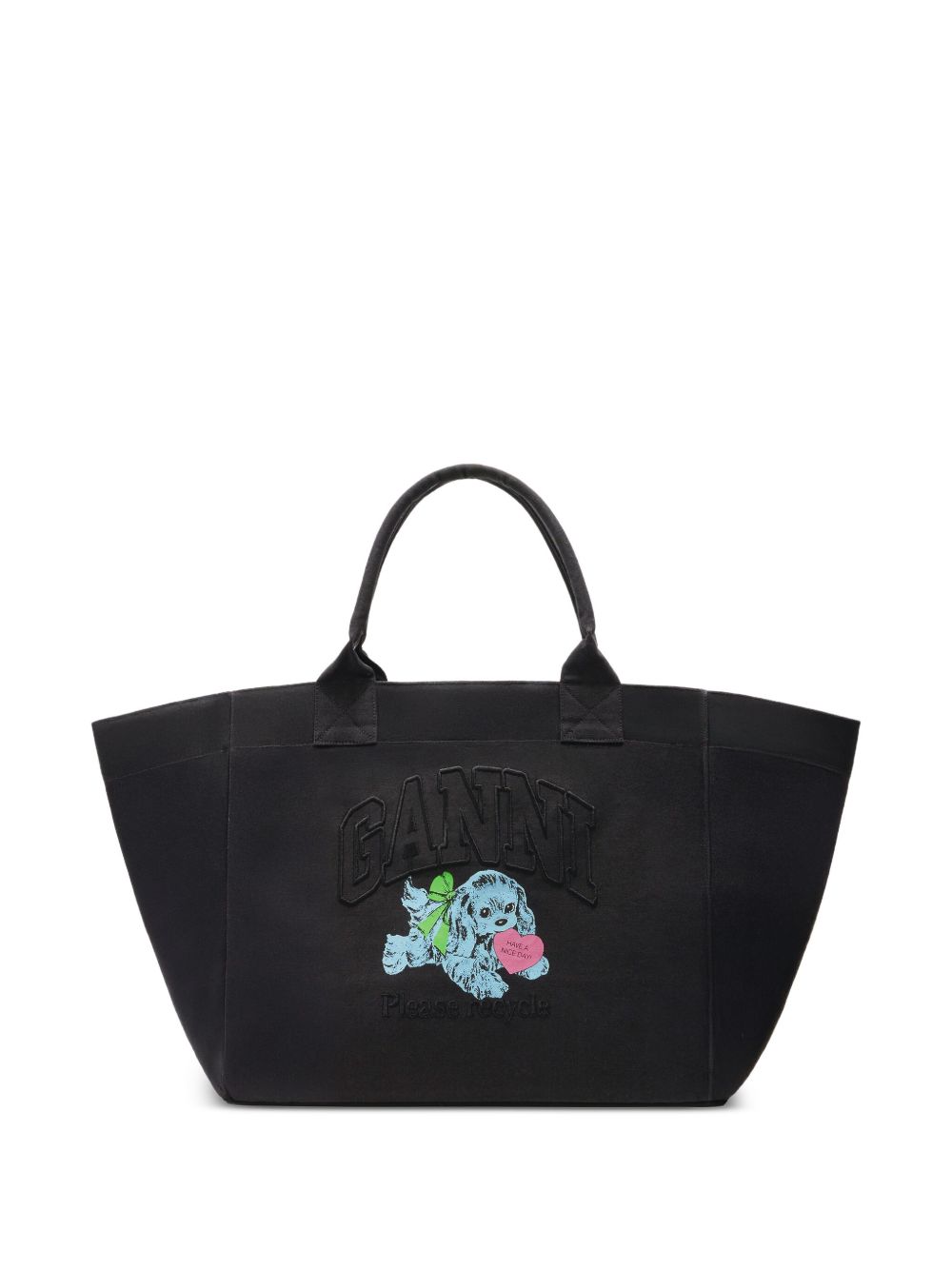 Ganni Puppy XXL Embossed Recycled Cotton Tote Bag Grey