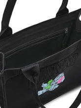 Ganni Puppy Embroidered Recycled Cotton Large Tote Bag Grey