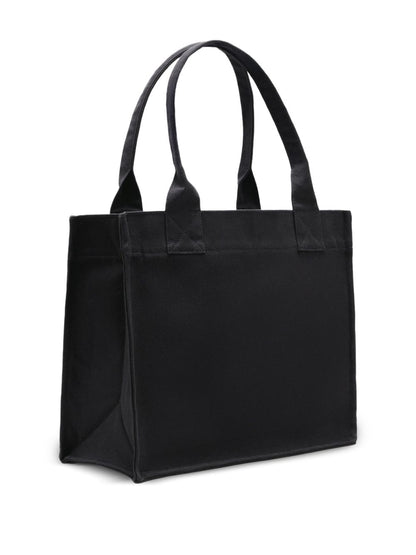 Ganni Puppy Embroidered Recycled Cotton Large Tote Bag Grey