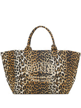 Ganni Leopard-Print XXL Shopper Tote Bag Brown