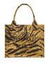 Ganni Tiger-Print Recycled Cotton Large Tote Bag Khaki