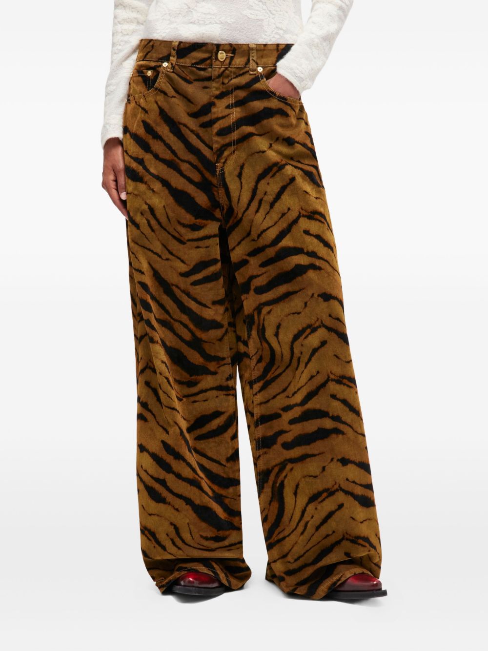 GANNI Cotton Baggy Jeans Brown