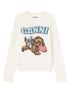Ganni Fluffy Wool Dog Intarsia Crewneck Sweater Beige