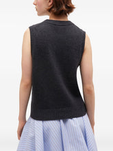Ganni Floral Wool Sleeveless Vest in Grey Grey