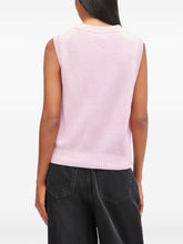 Ganni Sleeveless Intarsia Knit Cropped Wool Vest Pink Pink