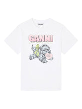 Ganni Neon Puppy Graphic Organic Cotton T-Shirt White