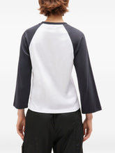 Ganni Kitty Baby Organic Cotton Baseball Sleeve T-Shirt White White