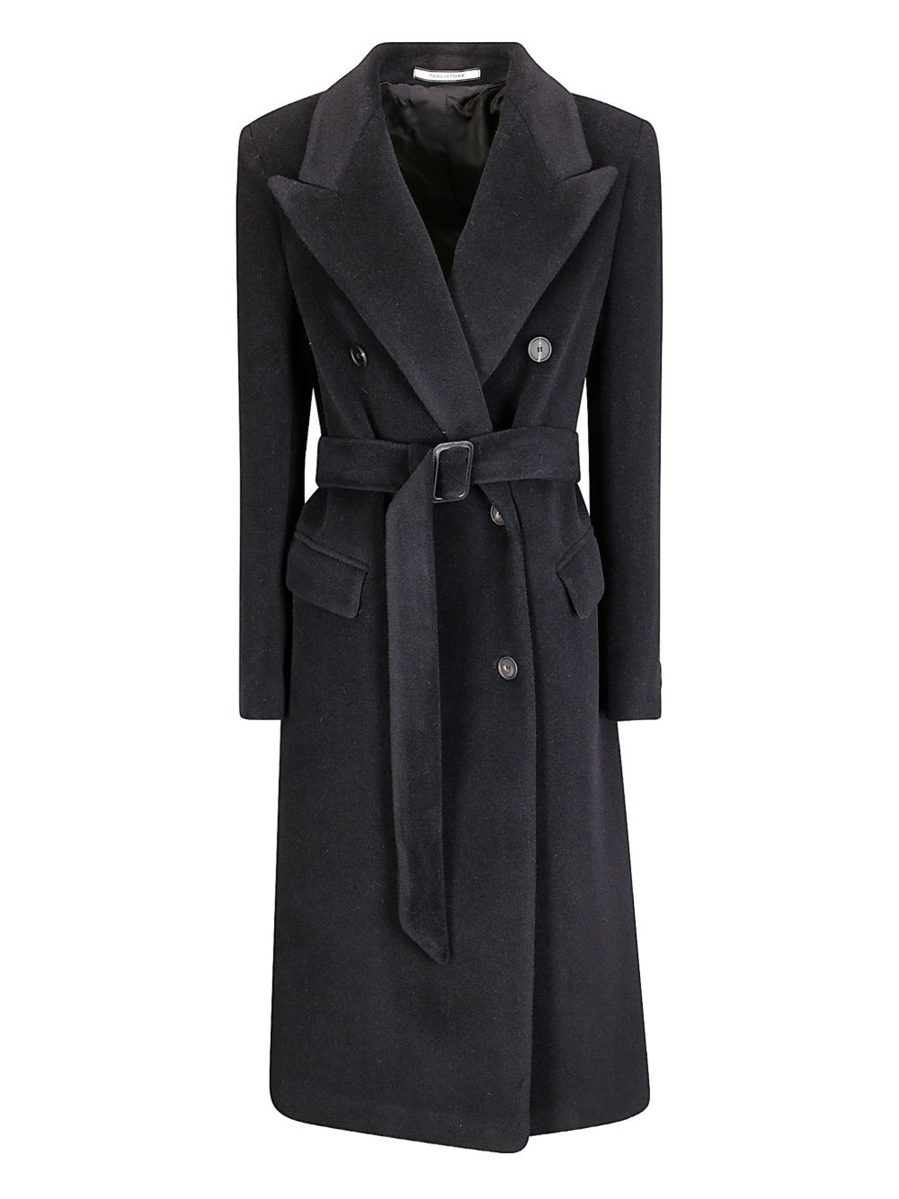 Tagliatore Double-Breasted Wool Coat in Black Black