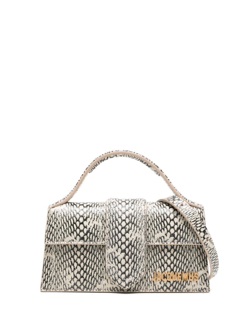 JACQUEMUS Le Bambino Snake-Print Leather Tote Beige