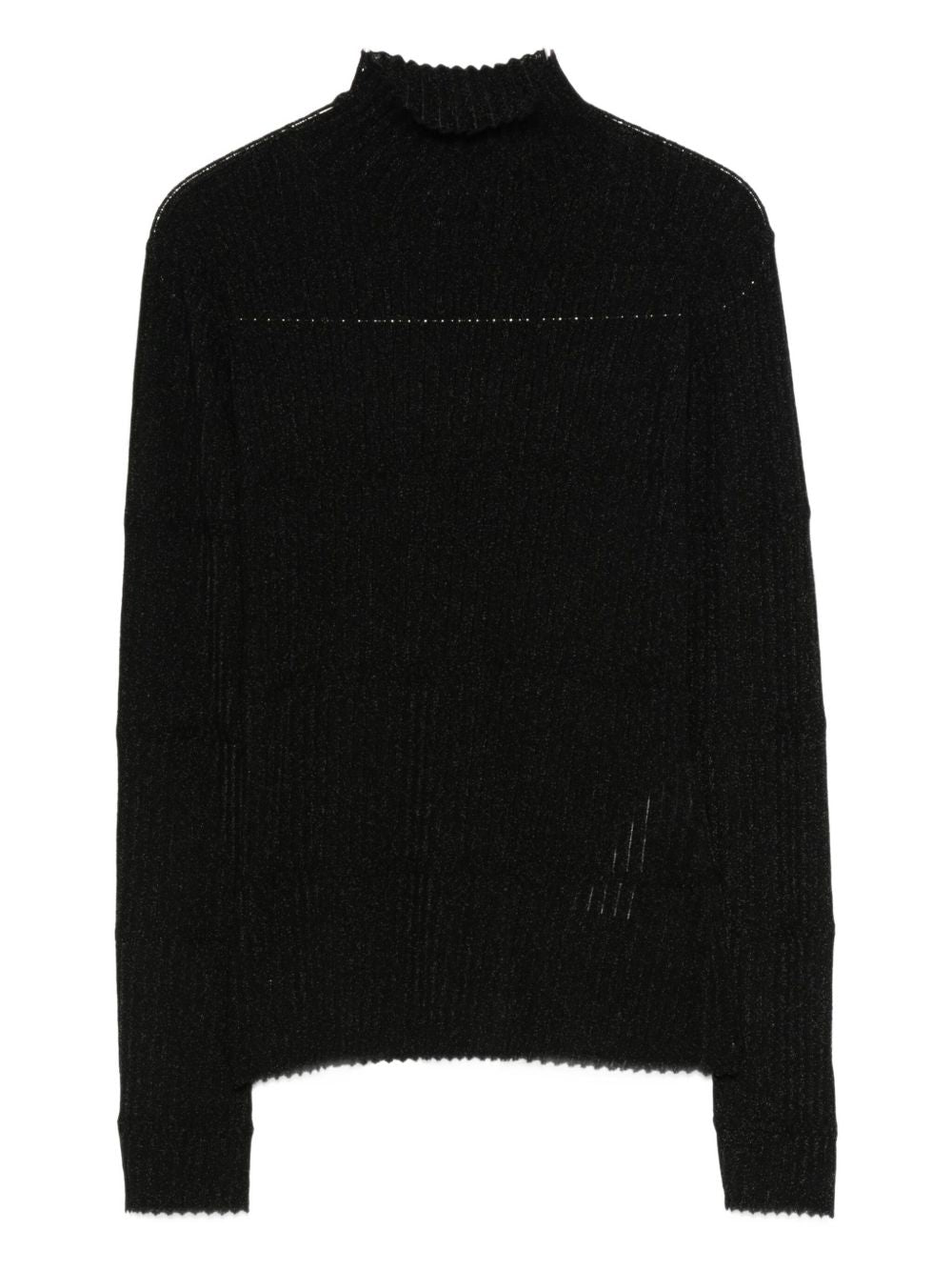 Emporio Armani Ribbed High-Neck Viscose Sweater Black Black