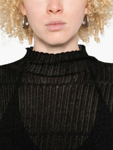Emporio Armani Ribbed High-Neck Viscose Sweater Black Black