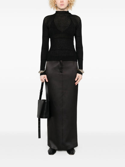 Emporio Armani Ribbed High-Neck Viscose Sweater Black Black