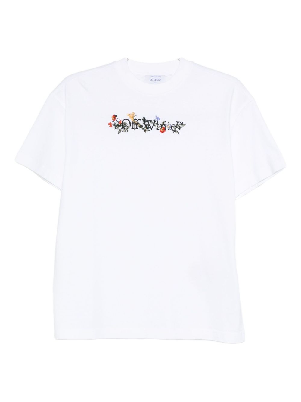 Off White Bookish Flowers Floral Logo Cotton T-shirt White White