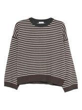 Brunello Cucinelli Striped Wool And Cashmere Sweater Brown Brown