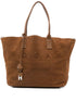 Hogan Pre Medium Script Embossed Suede Tote Bag Leather Brown