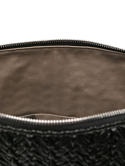Emporio Armani EA Logo Medium Quilted Embossed Hobo Bag Black