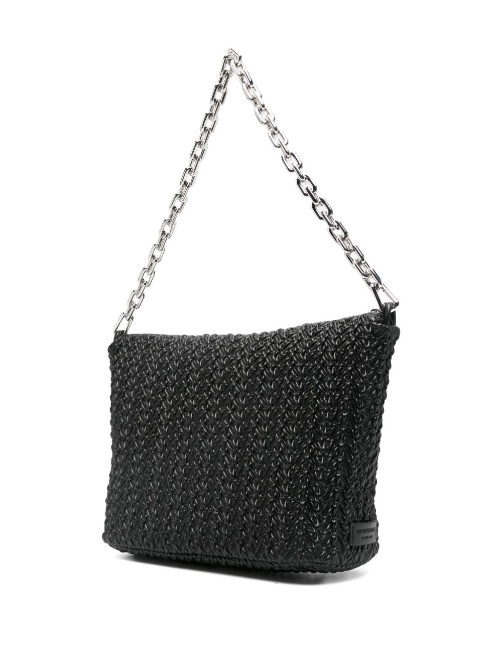 Emporio Armani EA Logo Medium Quilted Embossed Hobo Bag Black