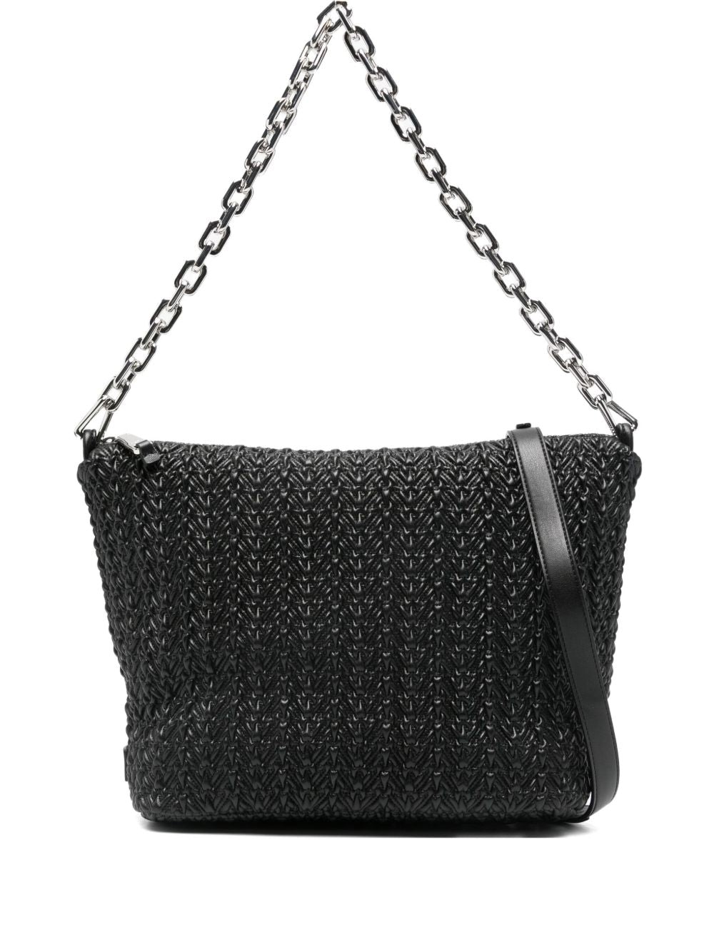 Emporio Armani EA Logo Medium Quilted Embossed Hobo Bag Black