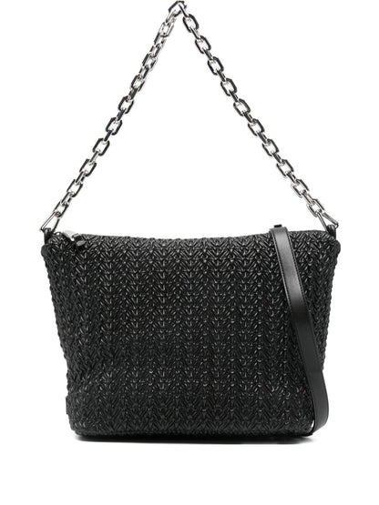 Emporio Armani EA Logo Medium Quilted Embossed Hobo Bag Black
