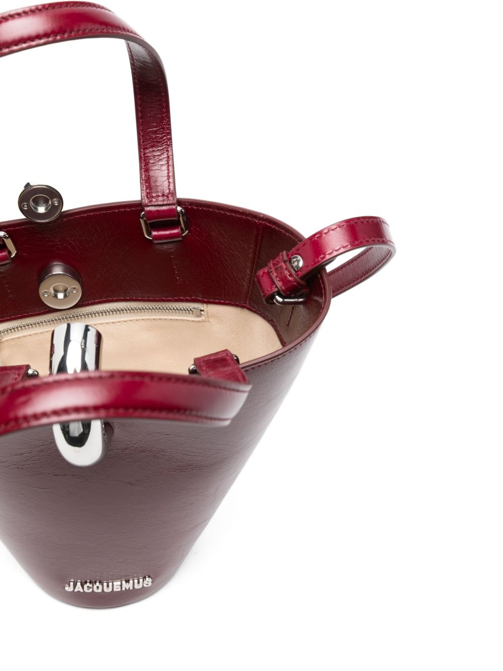 Jacquemus Le Petit Bambola Bordeaux Leather Bucket Shoulder Bag Bordeaux