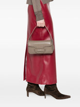 Emporio Armani Braided-Trim Leather Shoulder Bag in Dove Grey