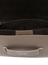 Emporio Armani Braided-Trim Leather Shoulder Bag in Dove Grey