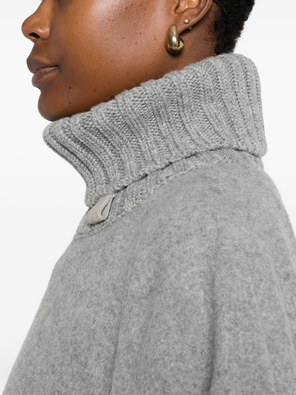 Fabiana Filippi Oversized Wool Silk Cashmere Poncho Grey grey