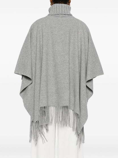 Fabiana Filippi Oversized Wool Silk Cashmere Poncho Grey grey