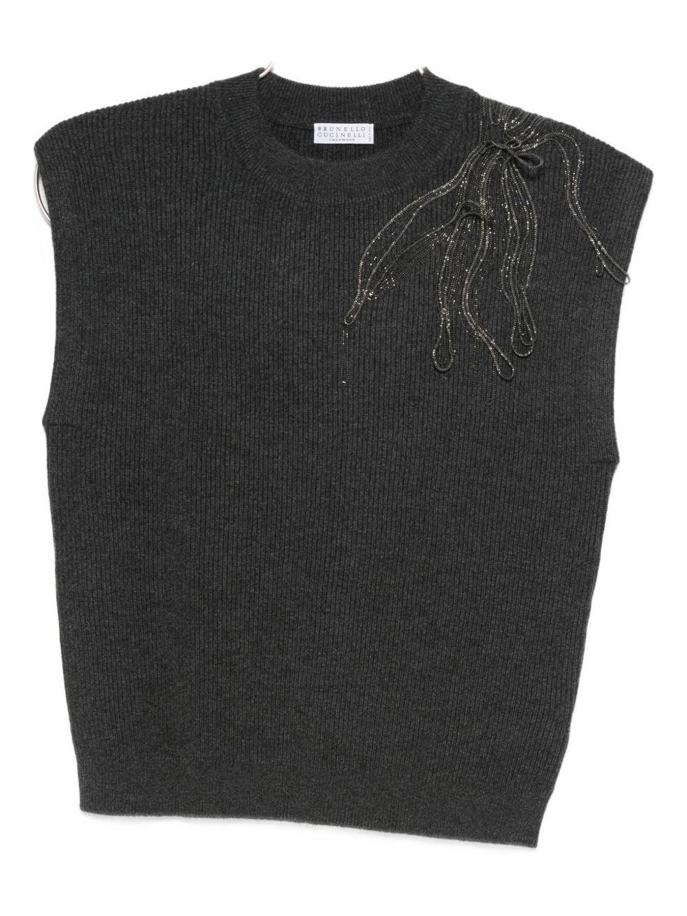 Brunello Cucinelli Ribbed Cashmere Sleeveless Tank Top Black Black