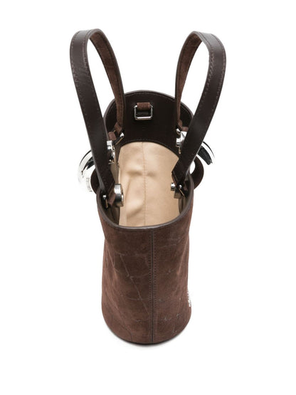 Jacquemus Le Petit Bambola Crocodile-Effect Ring-Detail Tote Bag Brown