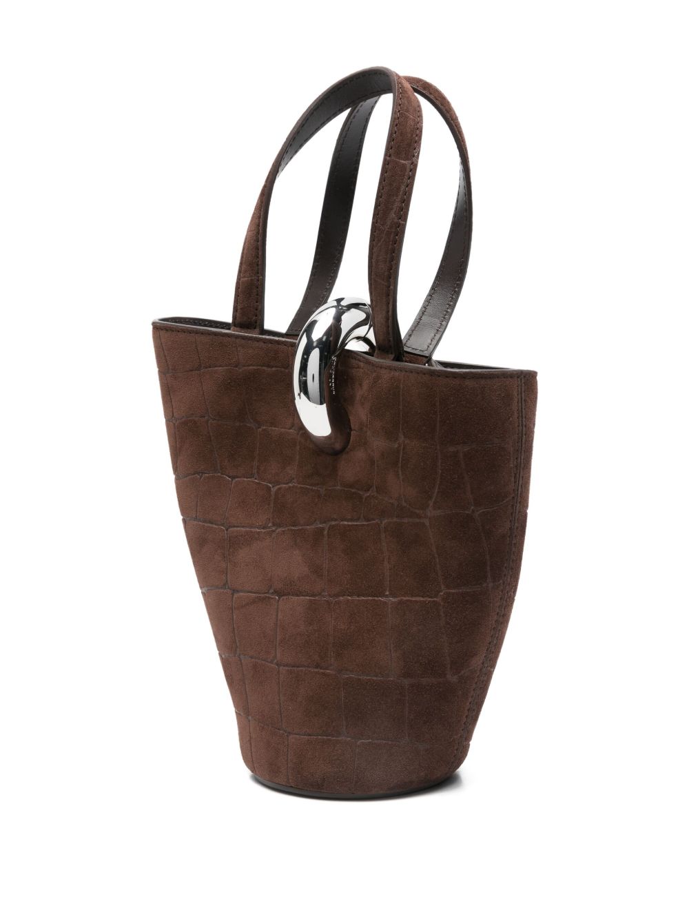 Jacquemus Le Petit Bambola Crocodile-Effect Ring-Detail Tote Bag Brown