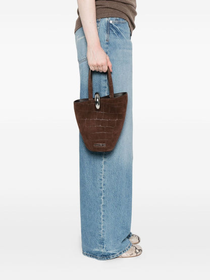 Jacquemus Le Petit Bambola Crocodile-Effect Ring-Detail Tote Bag Brown