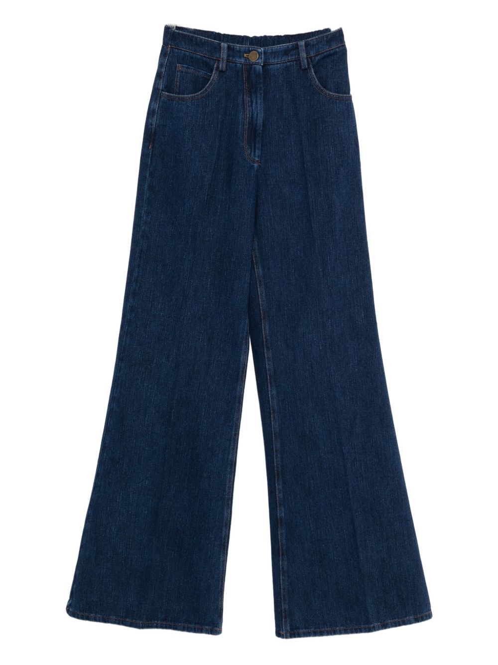 Forte Forte Flared Dark Blue Denim Jeans with Button Fly Blue