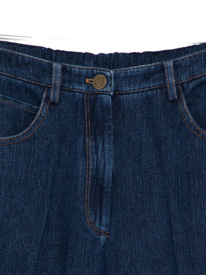 Forte Forte Flared Dark Blue Denim Jeans with Button Fly Blue